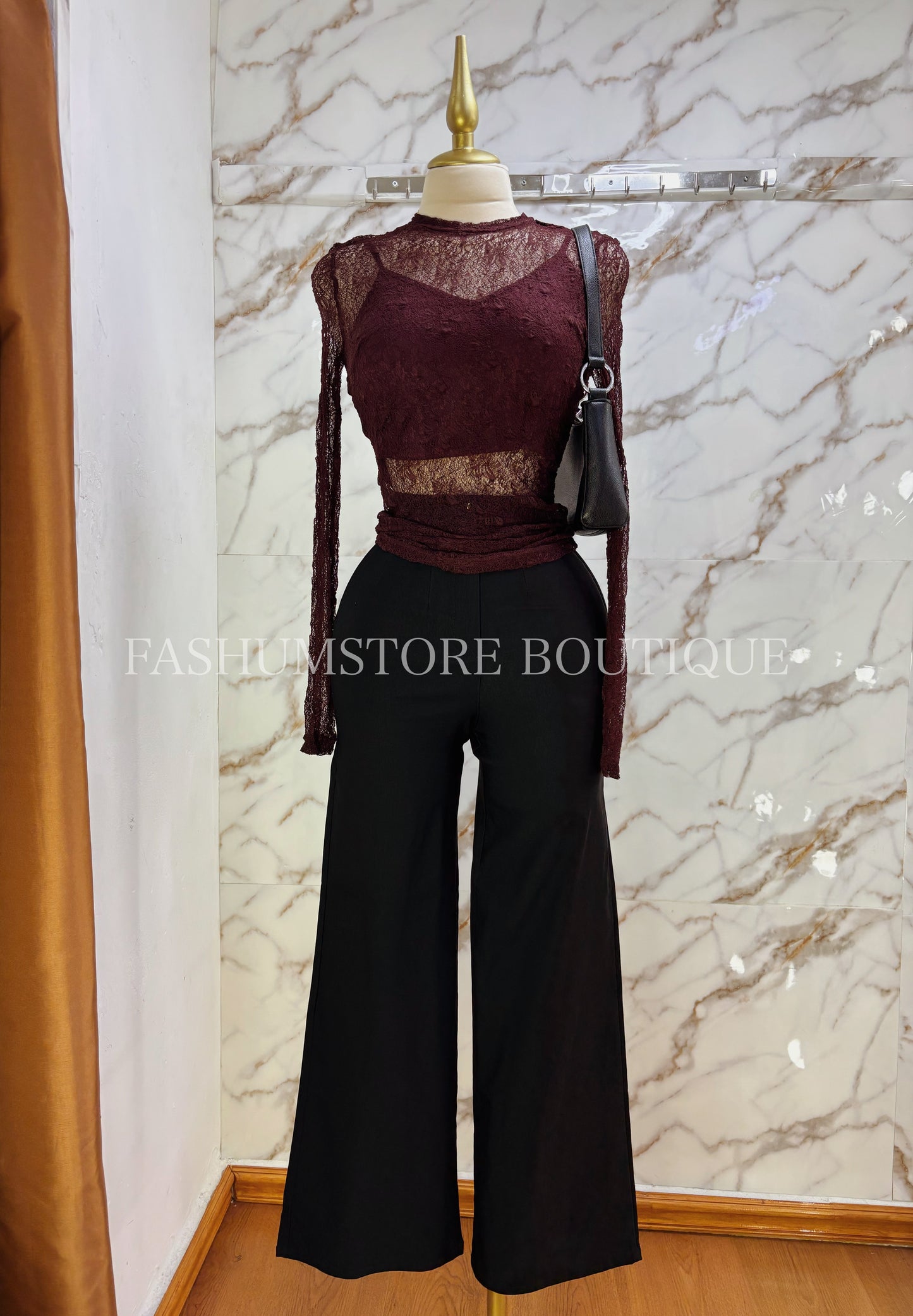 Blusa manga larga de encaje