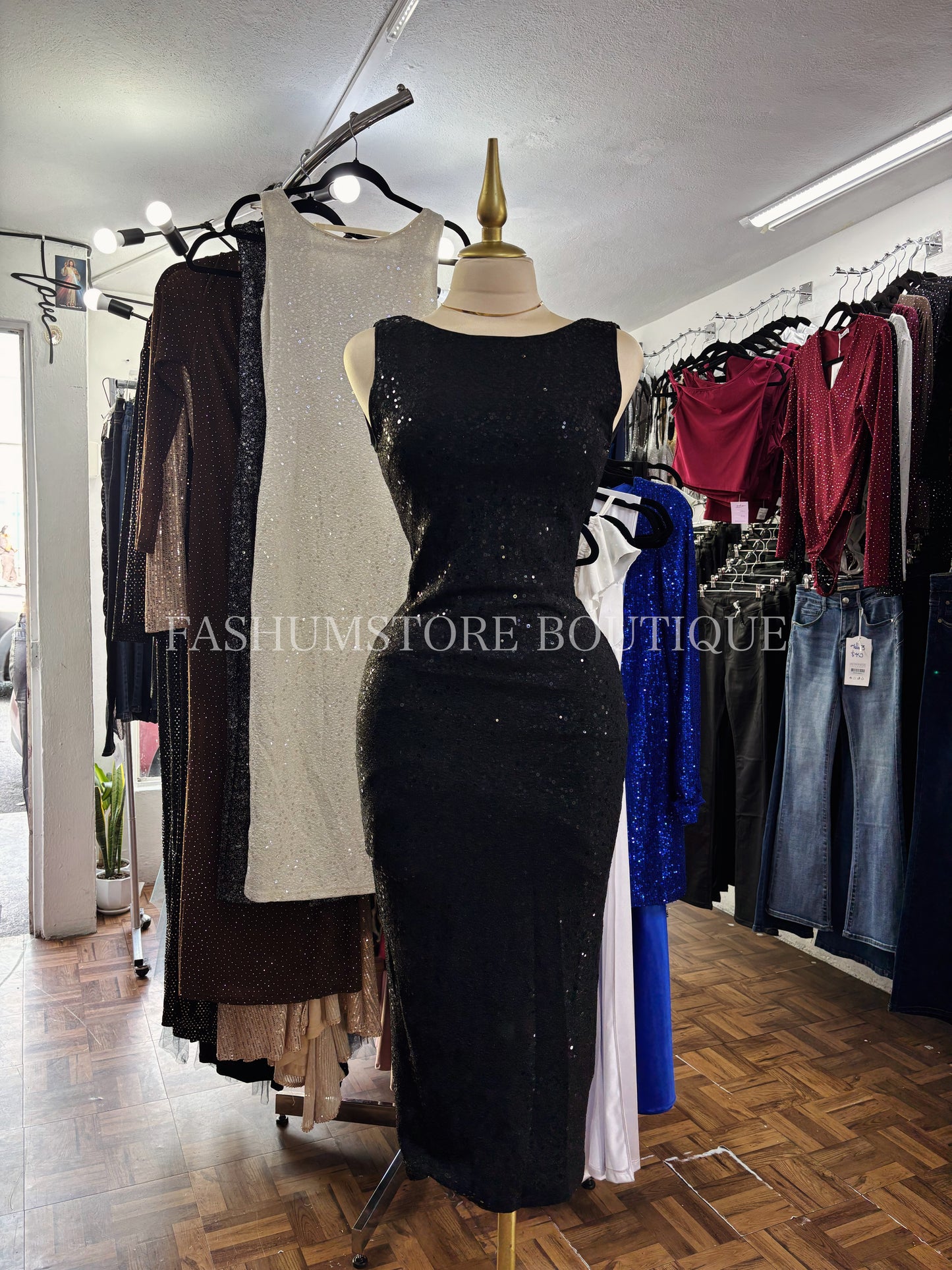 Vestido largo con lentejuela