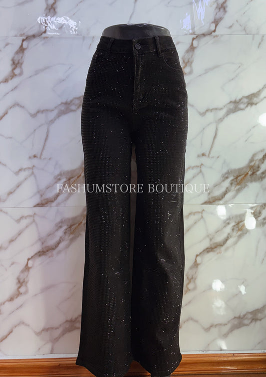 Pantalón brilloso negro #H821