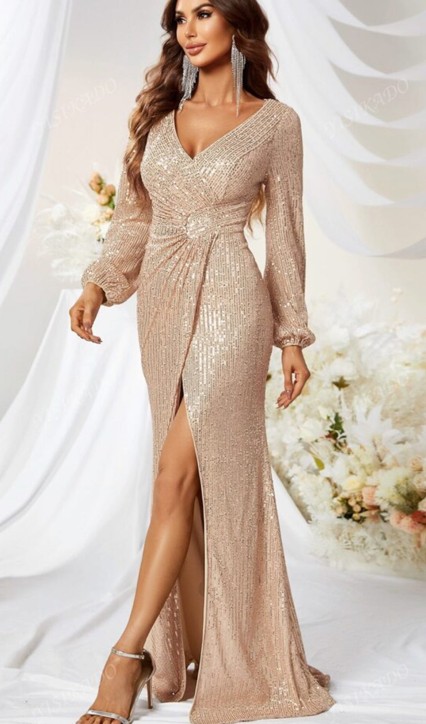 Vestido largo lentejuela talla L