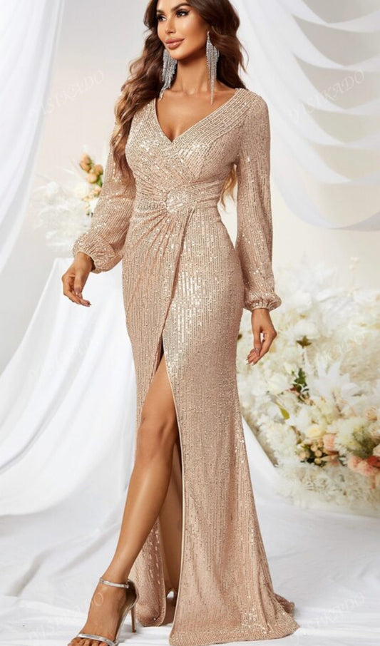 Vestido largo lentejuela talla L