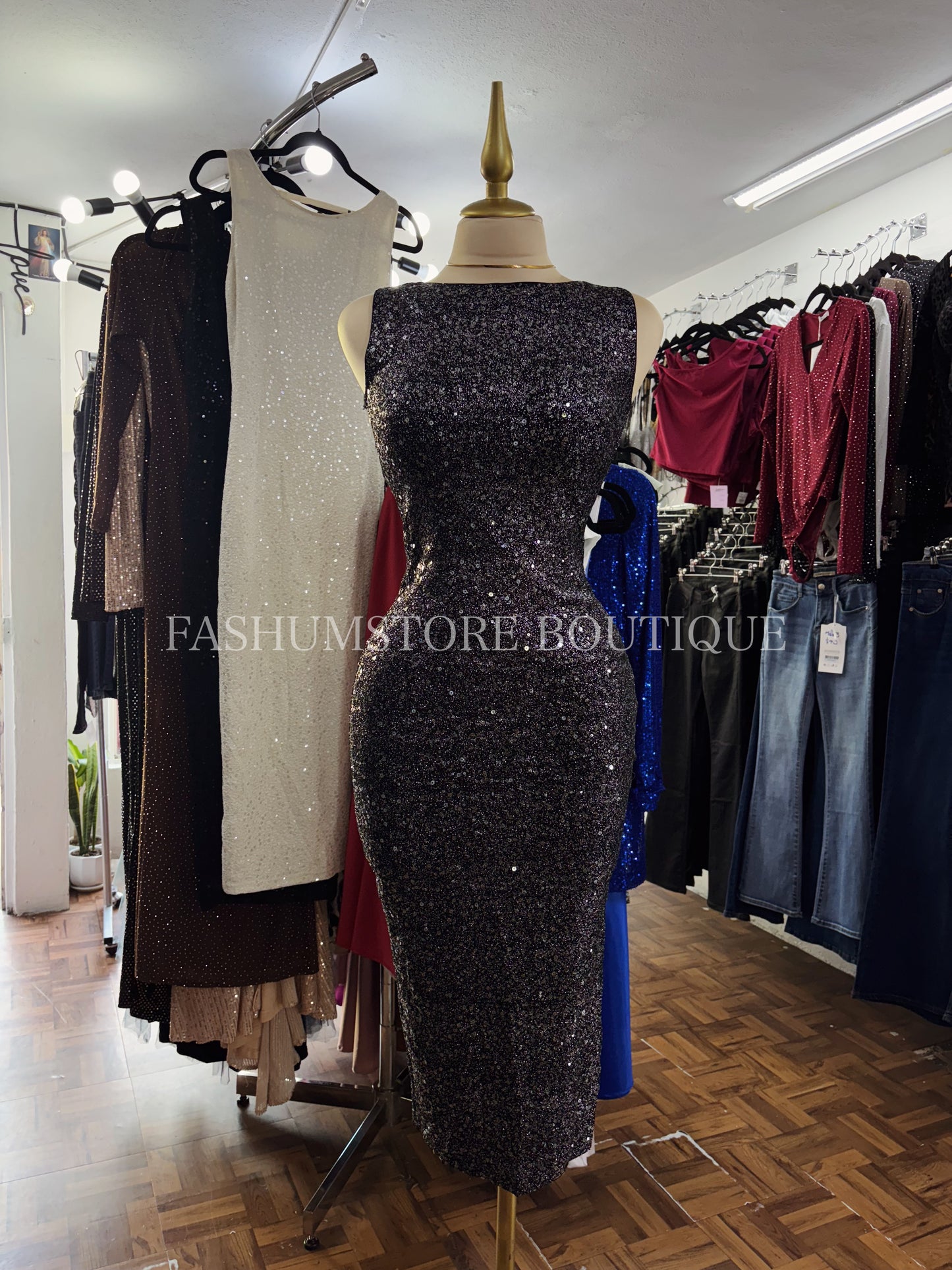 Vestido largo con lentejuela