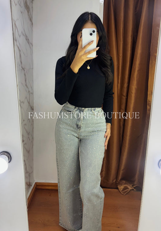 Pantalón de mucho brillo wide leg