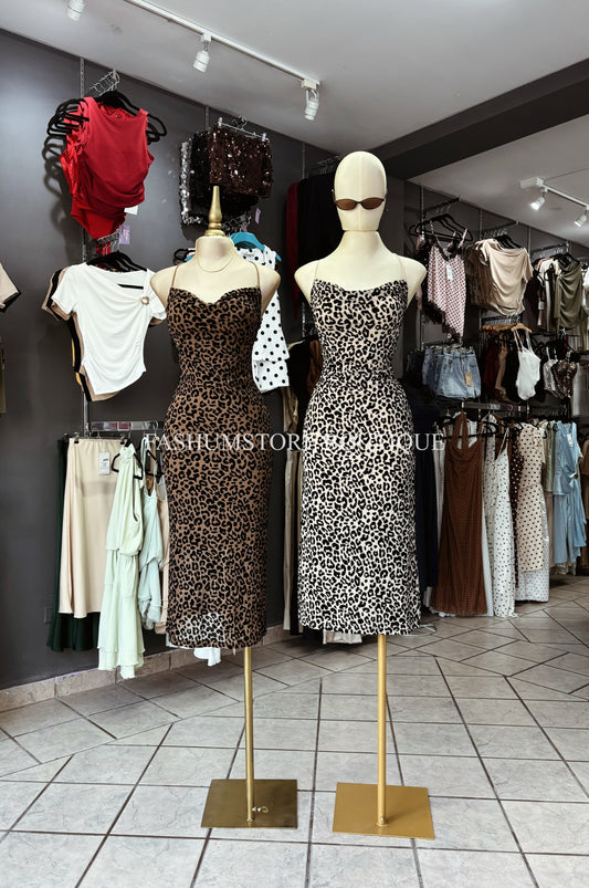 Vestido largo animal print