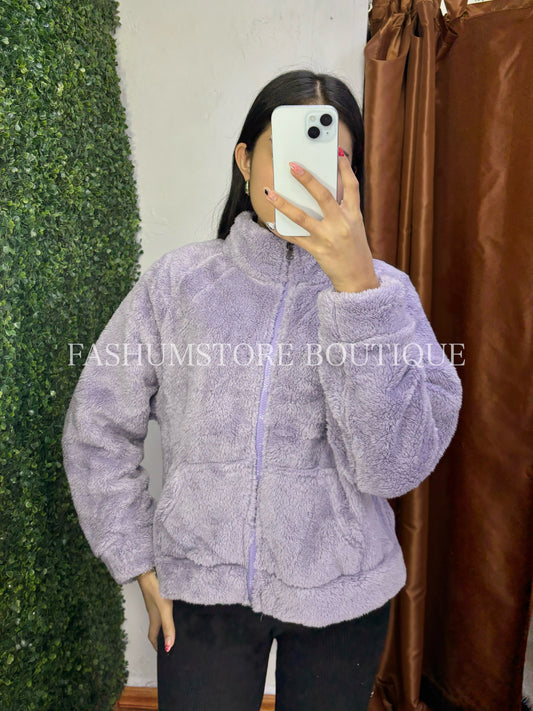 Sueter lila peluche talla L