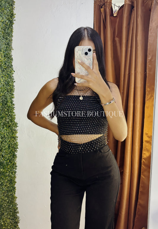 Blusa de malla con brillos