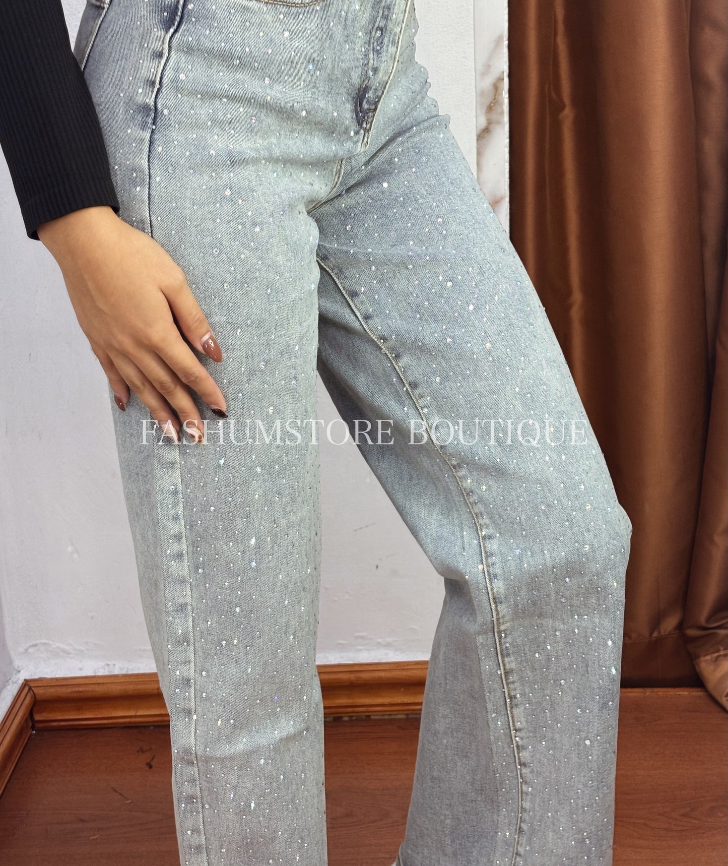 Pantalón de mucho brillo wide leg #834