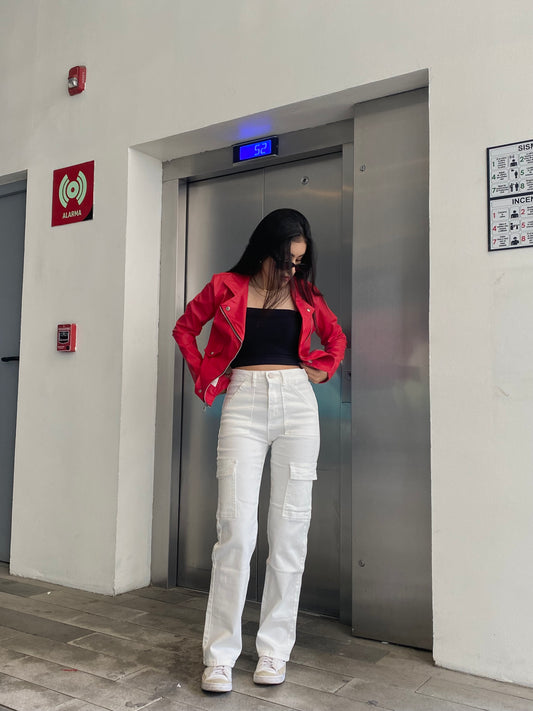Pantalón cargo blanco