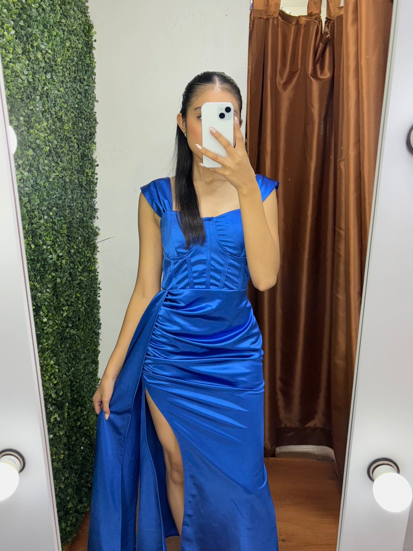 Vestido Largo Satin con Abertura en la Pierna S/M