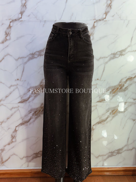 Pantalón brilloso negro #H778