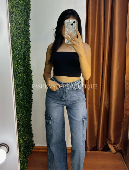 Pantalón cargo mezclilla talla 5 y 13