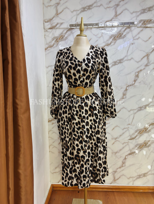 Vestido manga larga diseño animal print