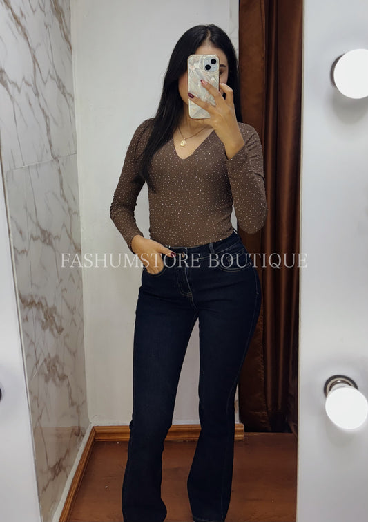 Pantalón flare mezclilla