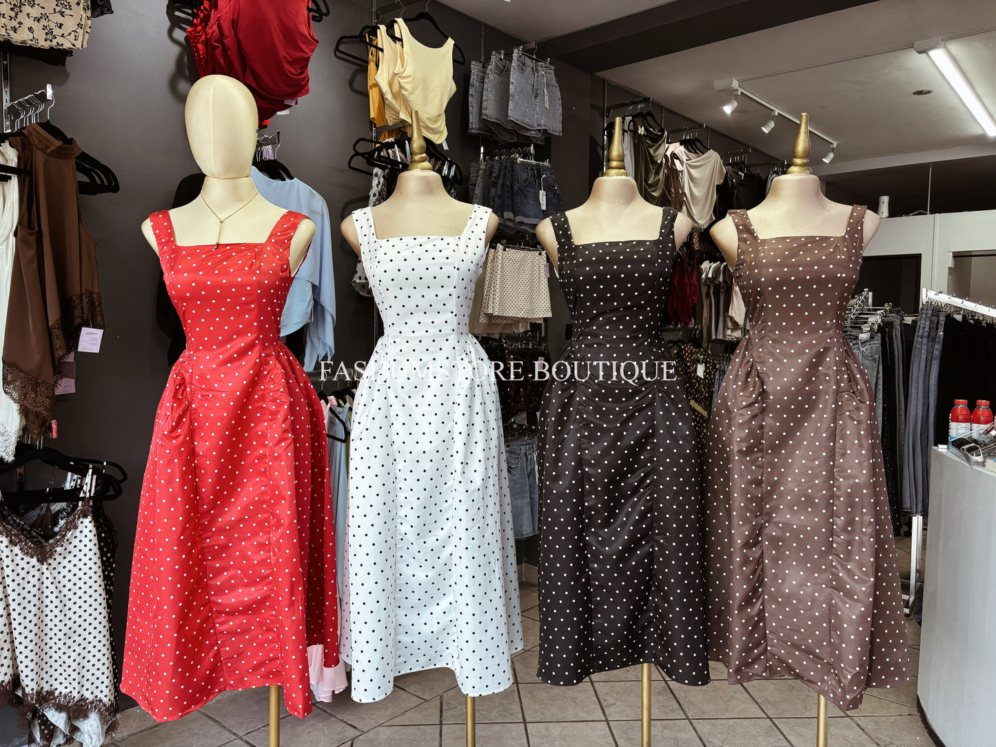 Vestido largo polka dots ajustable