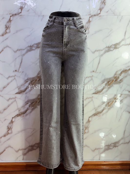 Pantalón brilloso gris #H750