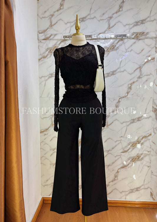 Blusa manga larga de encaje