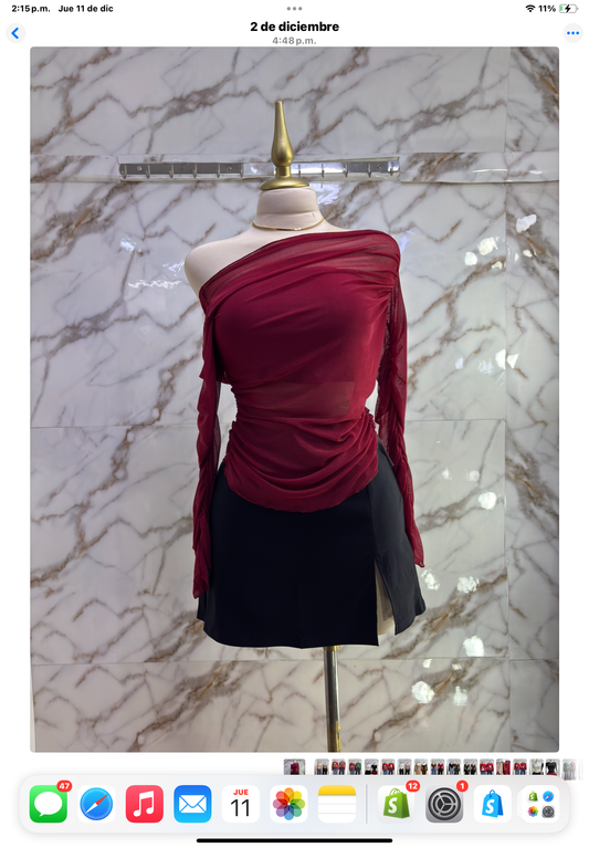 Blusa manga larga mesh