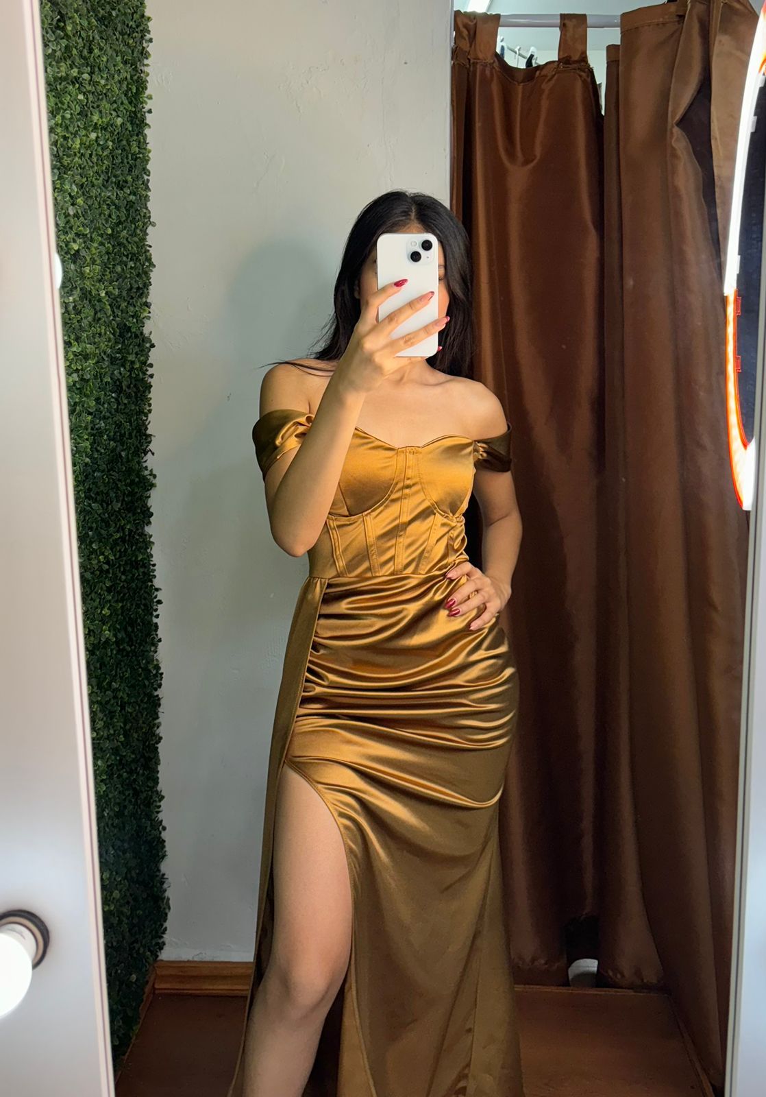 Vestido Largo Satin con Abertura en la Pierna S/M
