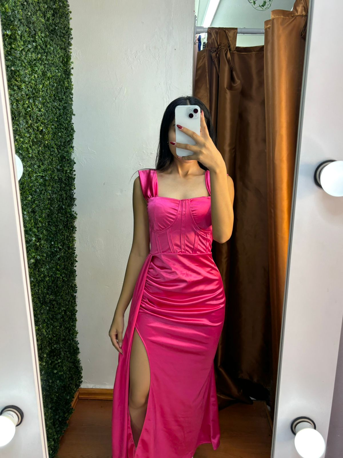 Vestido Largo Satin con Abertura en la Pierna S/M